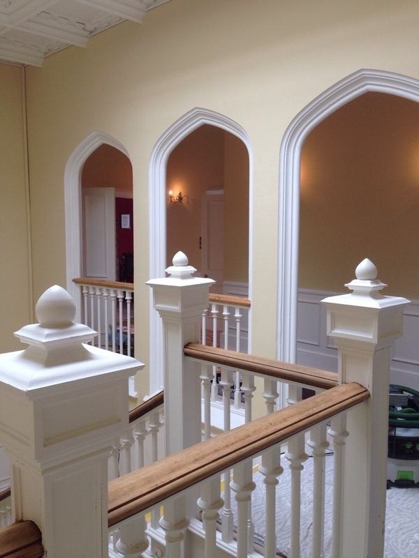 Newel posts in water-based eggshell