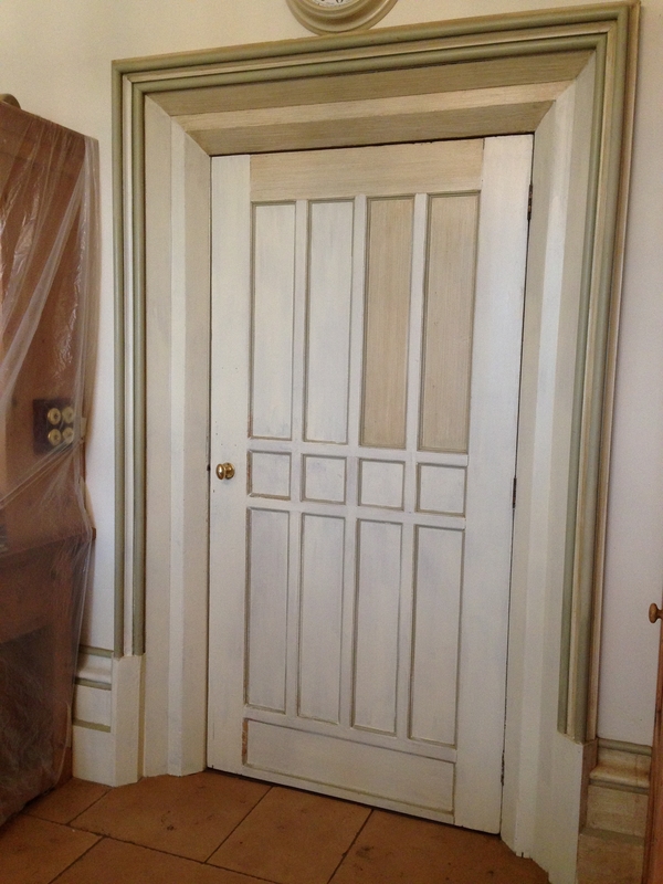 Pet damaged interior door - repair in progress