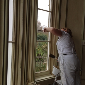 Traditional window frame restoration - distressed finish